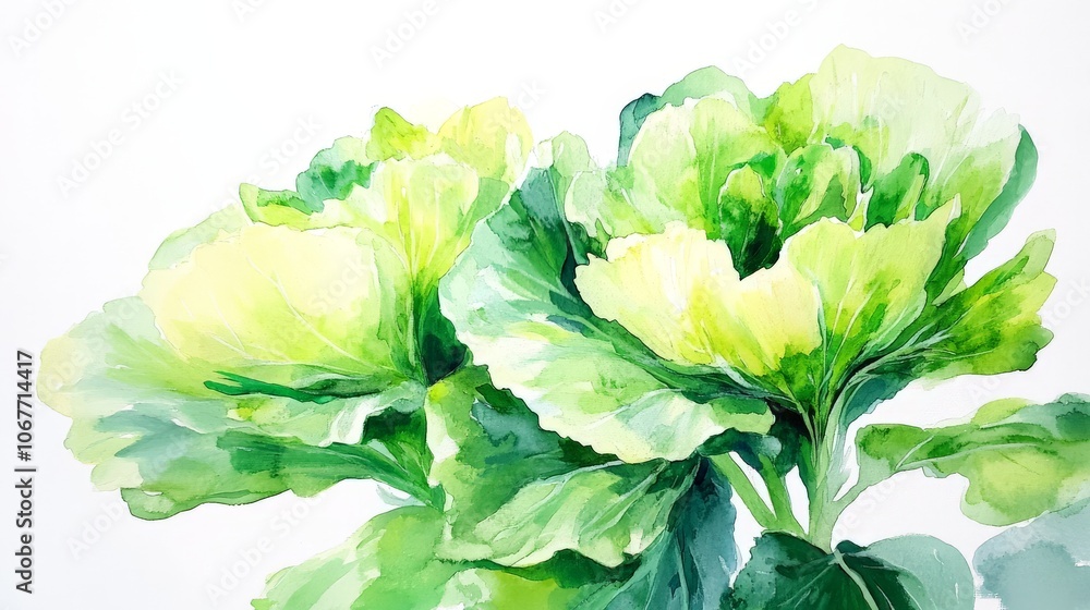Two vibrant cabbage plants with lush green leaves are flourishing under bright light, displaying a beautiful mix of light and dark greens typical of springtime growth Two vibrant cabbage plants with lush green leaves are flourishing under bright light, displaying a beautiful mix of light and dark greens typical of springtime growth