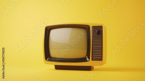 Old television on a yellow background.