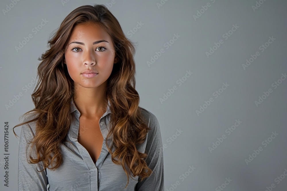 Fototapeta premium Before and After Weight Loss Transformation of Woman on Gray Background. Body Shape Enhanced through Editing.