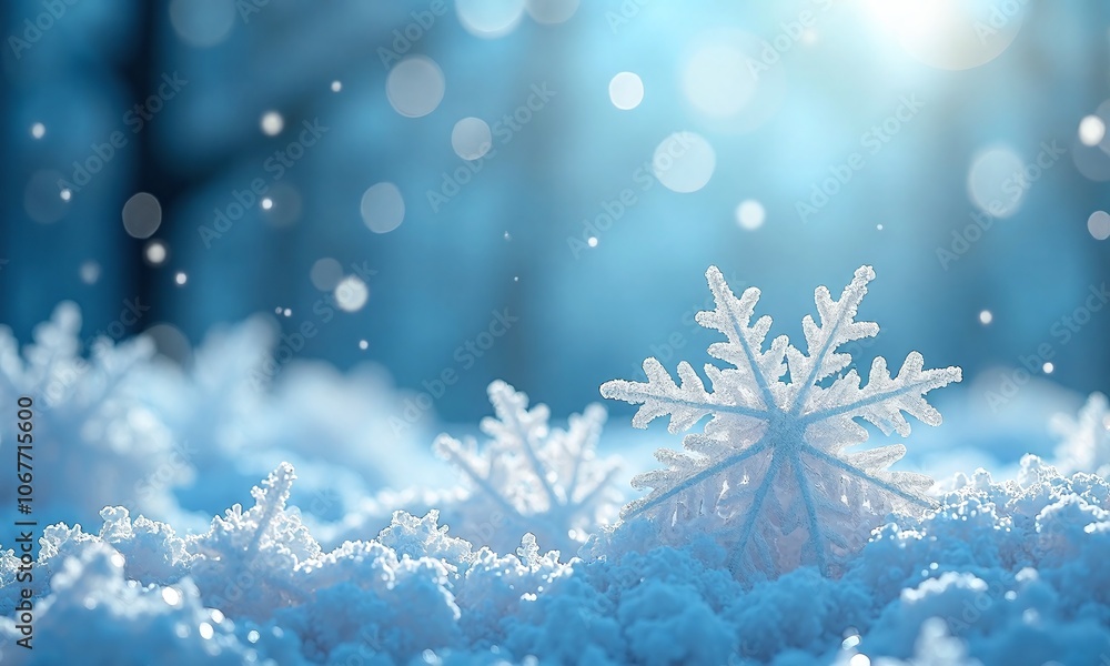 Winter wonderland frosty snowflakes ice crystals magical bokeh Winter wonderland frosty snowflakes ice crystals magical bokeh