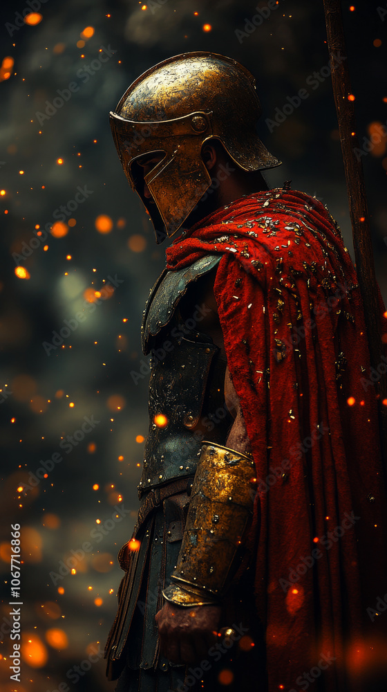 A resolute Spartan warrior stands at the narrow pass A resolute Spartan warrior stands at the narrow pass