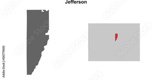 Jefferson County (Colorado) blank outline map set