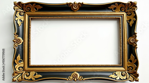 Ornate gold and black vintage picture frame - perfect for art blogs, interior design websites, antique shops, or luxury event invitations