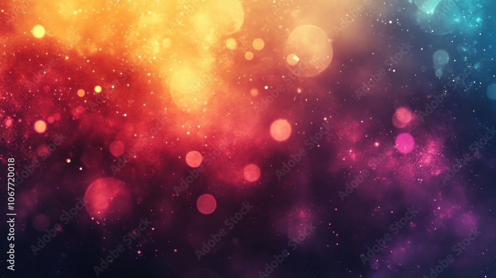 Abstract bokeh lights in warm yellow, pink, and purple gradient on a dark background Abstract bokeh lights in warm yellow, pink, and purple gradient on a dark background