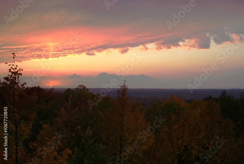 A warm sunset in the ohio hills  photo