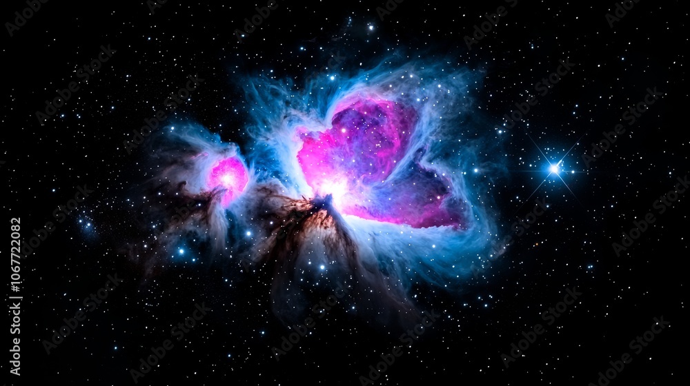 Modern sci-fi visuals with futuristic purple space with neon particles. Modern sci-fi visuals with futuristic purple space with neon particles.