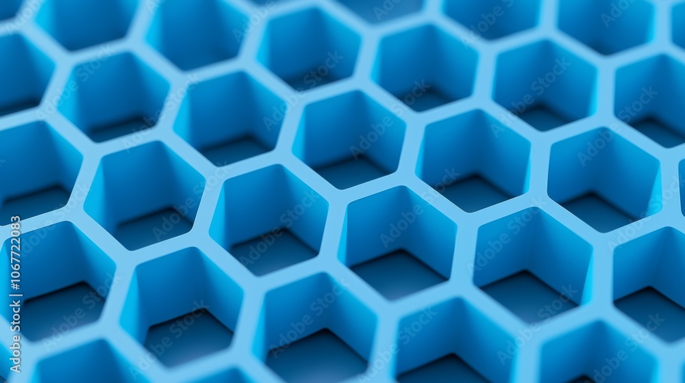 Fototapeta premium This digital abstract image depicts hexagonal carbon bonds arranged in an active, fluid pattern