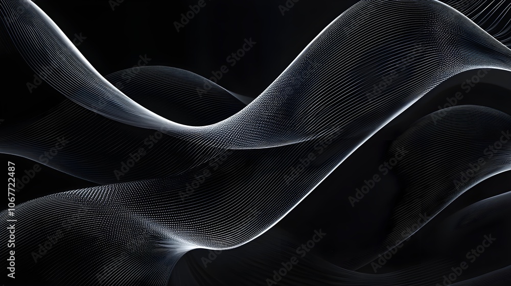Naklejka premium Abstract Black and White Wave Pattern Design