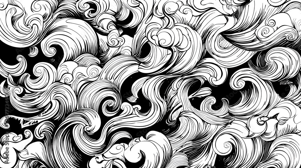 Abstract Black and White Wave Pattern Design Abstract Black and White Wave Pattern Design