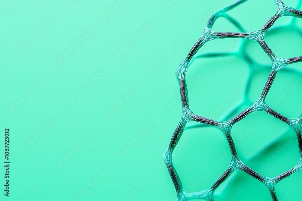 On a green background, graphene molecular nanotechnology structure - 3D render On a green background, graphene molecular nanotechnology structure - 3D render