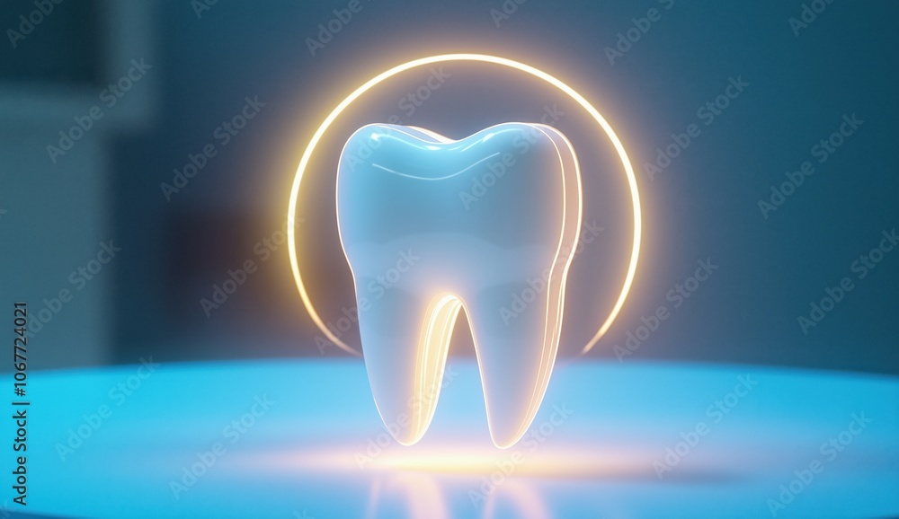 tooth with glowing halo tooth with glowing halo