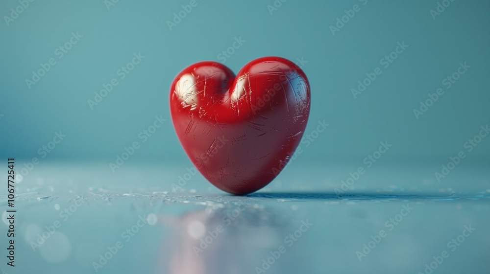 Fototapeta premium A red heart on a blue background. AI.