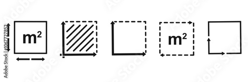 square meter set icons. area of ​​the premises sign. M2 vector