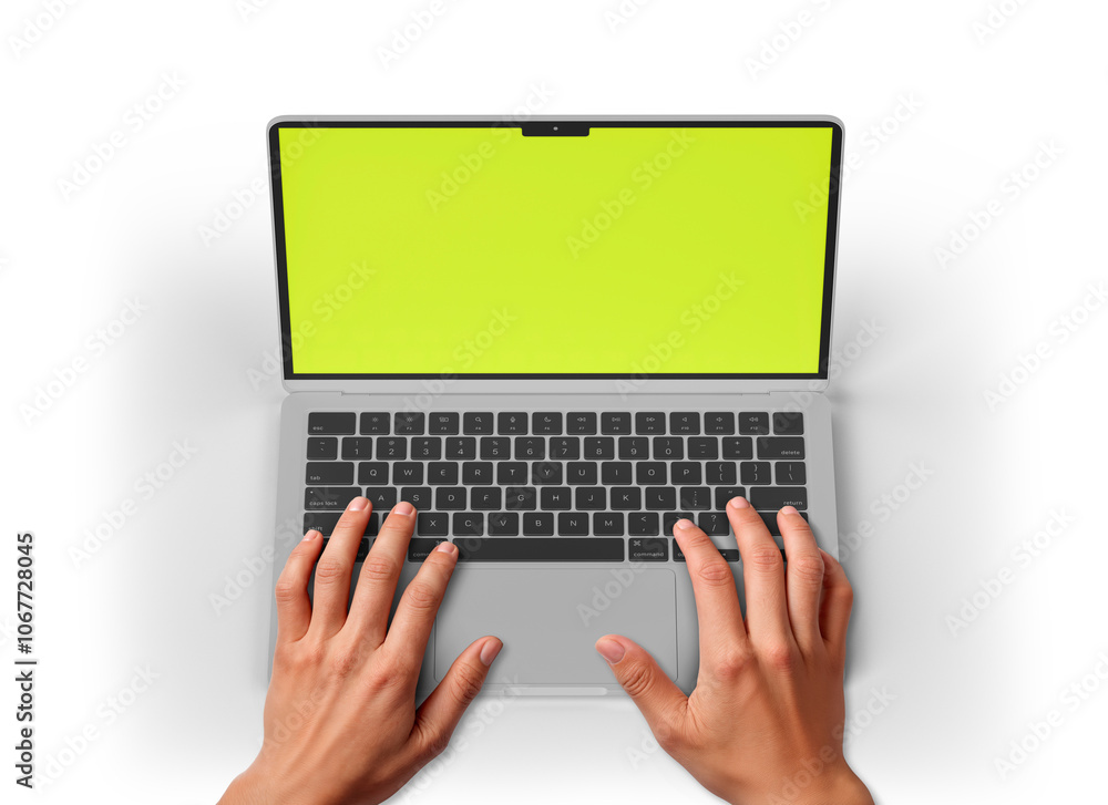 Hands Typing on a White Laptop for Office Work and Productivity Hands Typing on a White Laptop for Office Work and Productivity