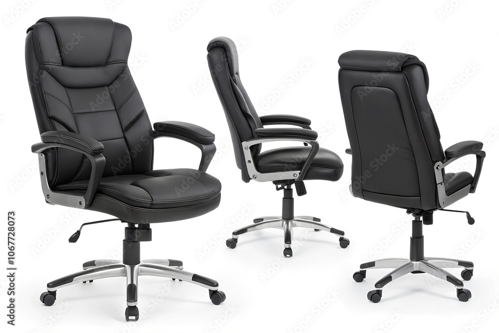 Office Chair in Three Views on White Background Office Chair in Three Views on White Background