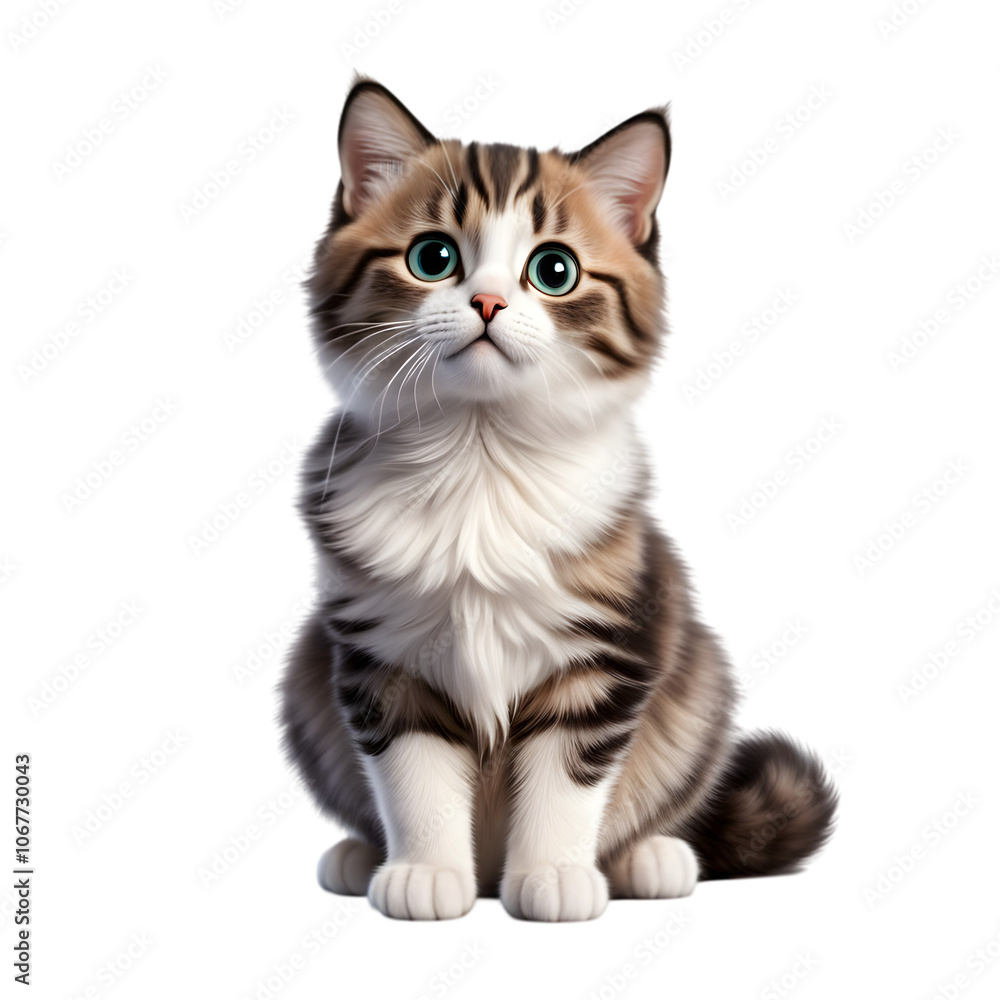 A cute 3D icon of a small, playful cat with round eyes and soft fur. A cute 3D icon of a small, playful cat with round eyes and soft fur.