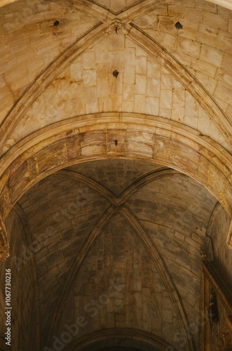 Old antique ceiling in a church in the center of Trogir in Croatia during a walk in the streets