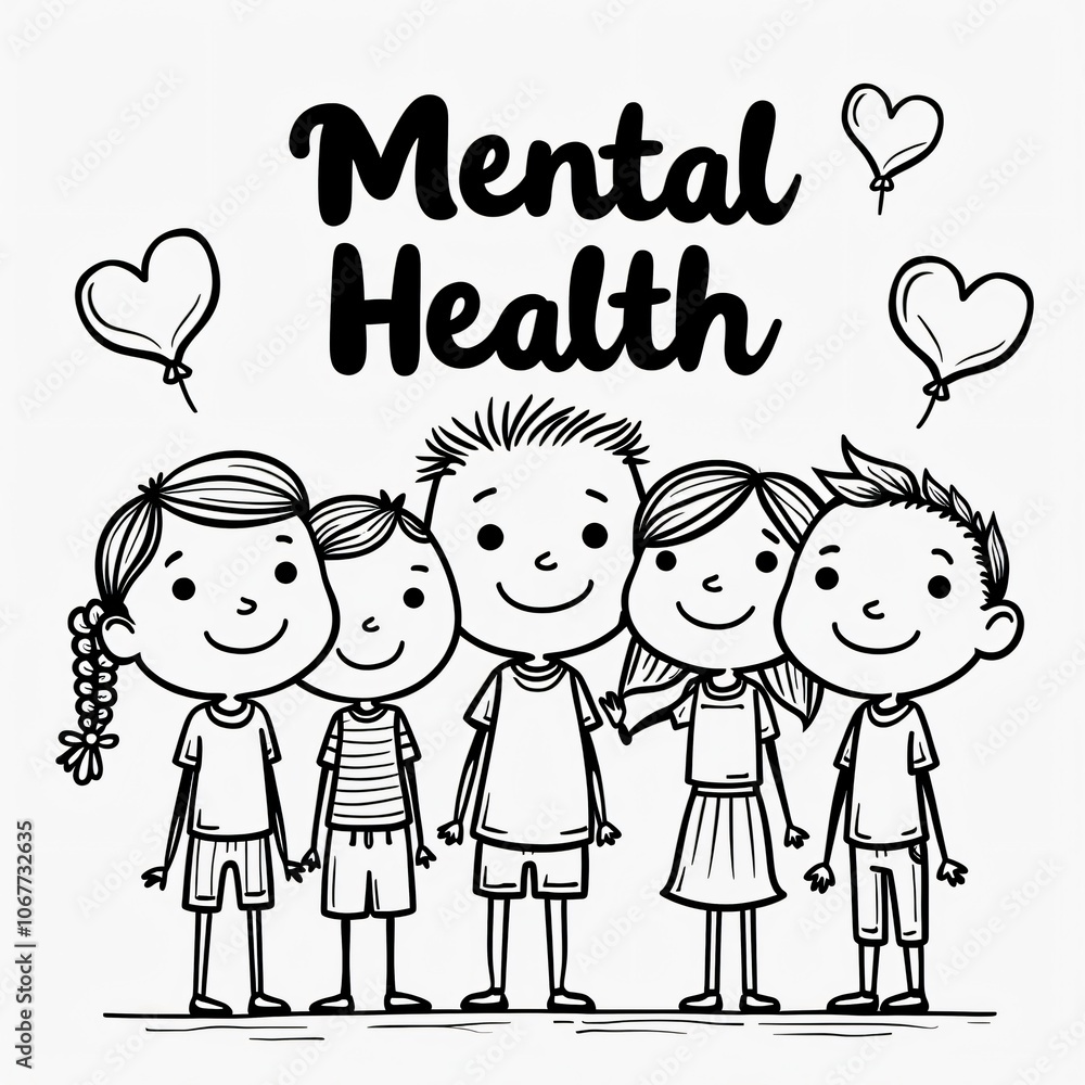 Cute Kids Illustration for Mental Health Awareness Cute Kids Illustration for Mental Health Awareness