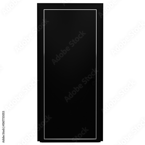 3d render black door with transparent background