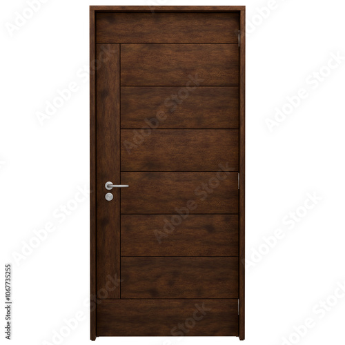 3d render wooden door with transparent background