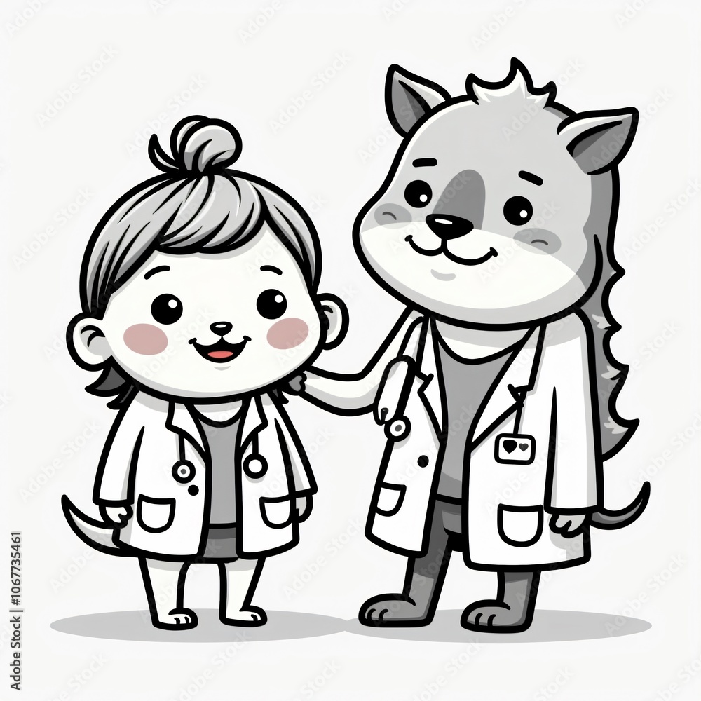 Cute and Friendly Doctor Animal Characters Vector Illustration Cute and Friendly Doctor Animal Characters Vector Illustration