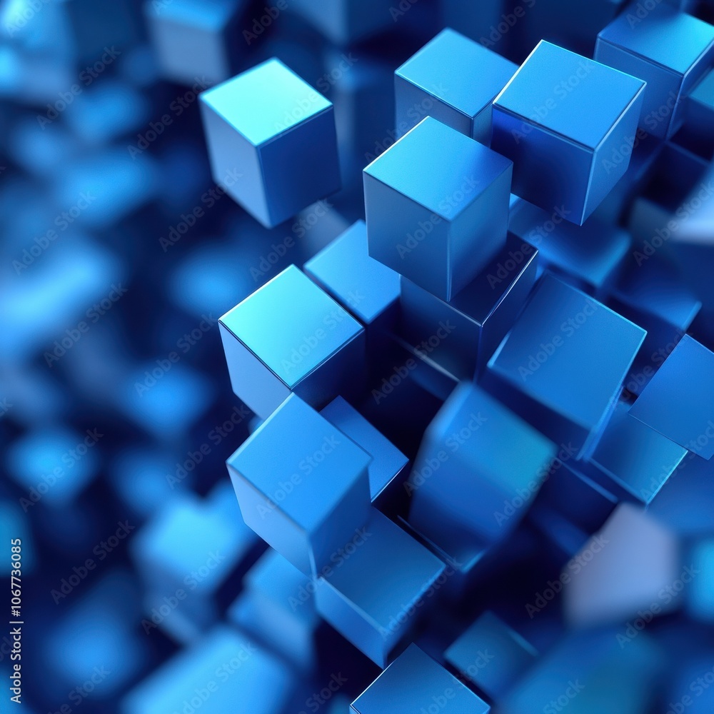 Abstract three-dimensional cubes with a blue hue, creating a modern and dynamic digital background for design projects. Abstract three-dimensional cubes with a blue hue, creating a modern and dynamic digital background for design projects.
