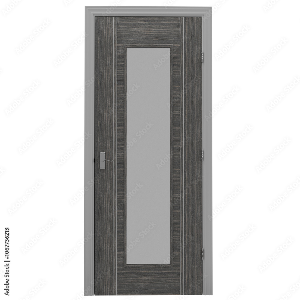 3d render gray door with glass transparent background 3d render gray door with glass transparent background