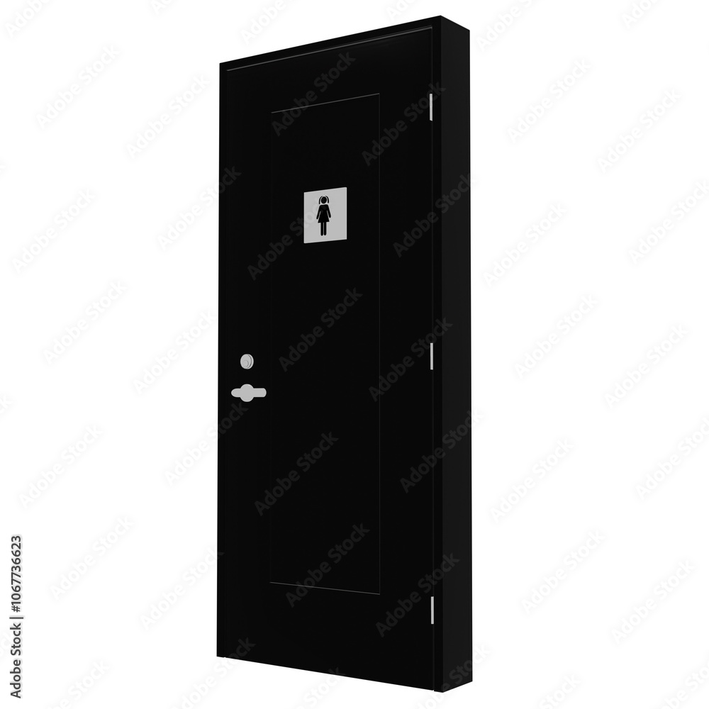 3d render black door women bathroom with transparent background 3d render black door women bathroom with transparent background