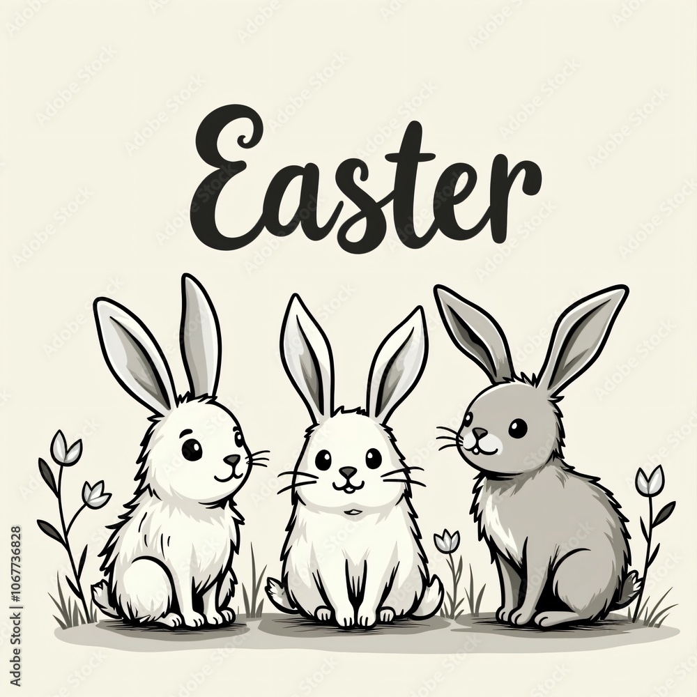 Fototapeta premium Cute Easter Bunnies Vector Illustration