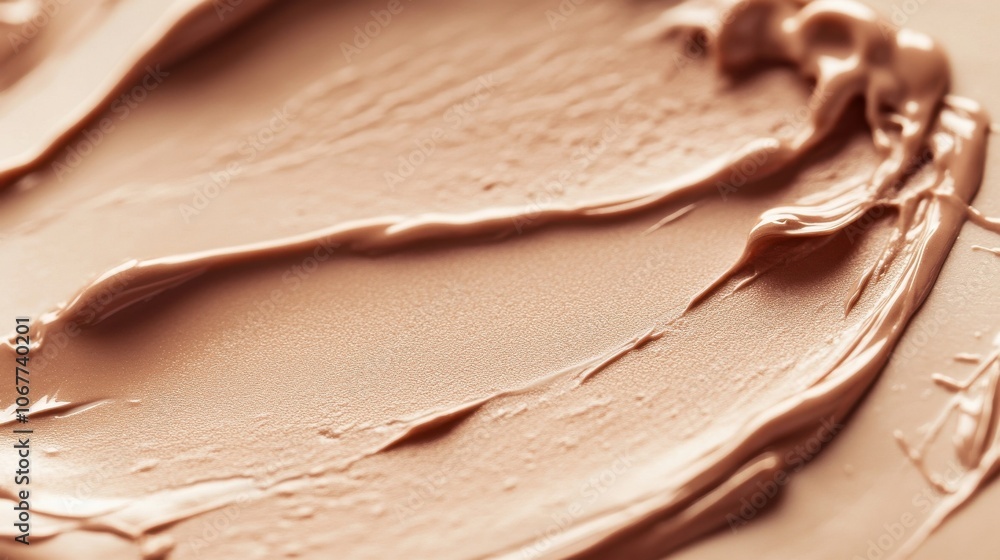 Close-up of a creamy beige foundation swatch, showcasing texture and smooth application, ideal for beauty and cosmetics themes. Close-up of a creamy beige foundation swatch, showcasing texture and smooth application, ideal for beauty and cosmetics themes.