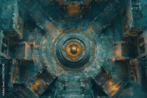 Mysterious Ancient Temple Dark Fantasy Dungeon Battlemap, Tabletop RPG Interior Room Map, Adventure Games and Roleplaying Encounters, Gaming Art Design Concept