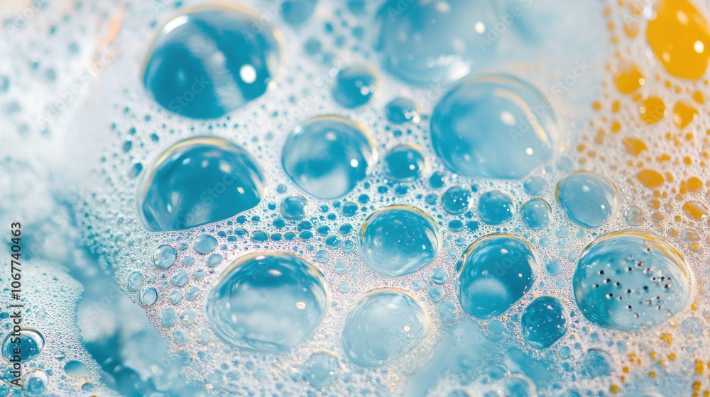 Close-up of detergent bubbles in soapy water Close-up of detergent bubbles in soapy water