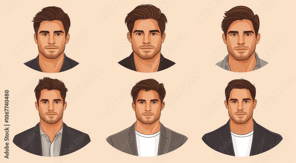 Set of Male Avatar Icons in Business Suits Set of Male Avatar Icons in Business Suits