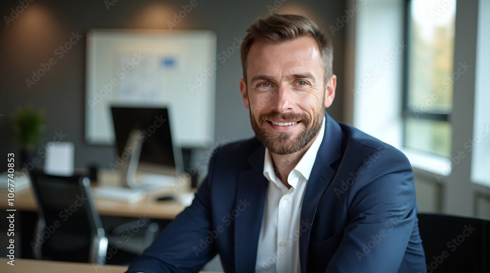 Smiling Businessman in Modern Office Smiling Businessman in Modern Office