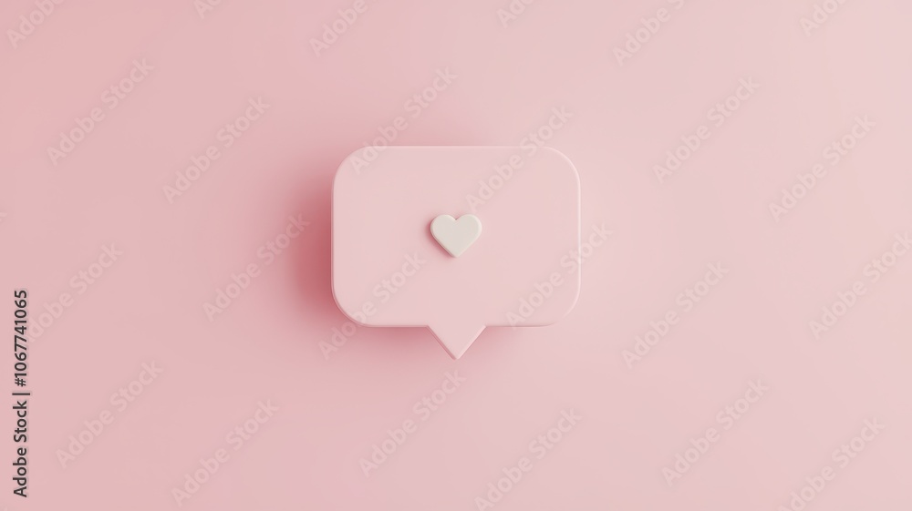 Light Pink Chat Bubble Icon with Heart Emoticon Inside Light Pink Chat Bubble Icon with Heart Emoticon Inside
