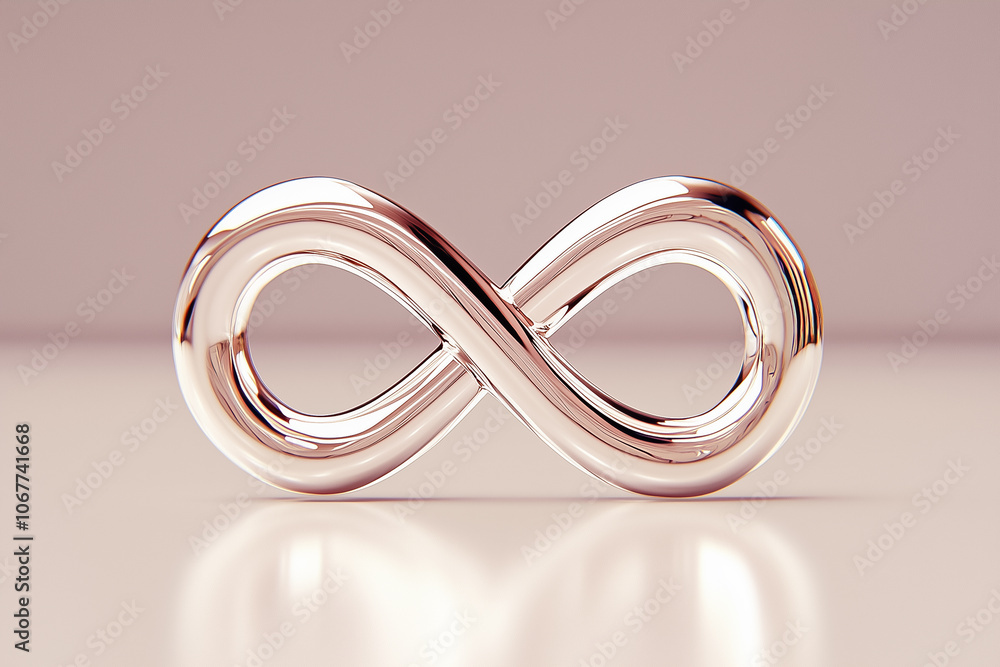 A polished silver infinity symbol rests gracefully on a smooth, soft surface, embodying endless beauty and simplicity A polished silver infinity symbol rests gracefully on a smooth, soft surface, embodying endless beauty and simplicity
