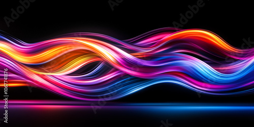 Colorful light trails swirl gracefully against a dark backdrop, creating an enchanting sense of motion