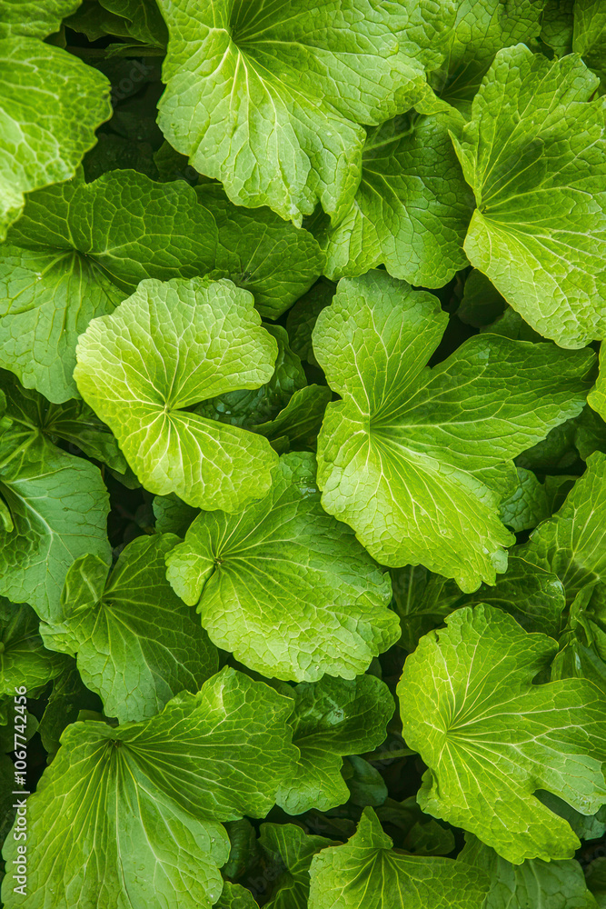 Vertical Butterbur leaves that grow. Vertical Butterbur leaves that grow.