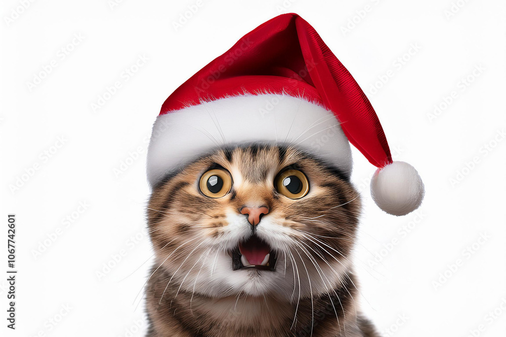 Animal con sombrero de navidad enojado y sorprendido aislado sobre fondo png transparente con una expresión divertida y emocionada. Animal con sombrero de navidad enojado y sorprendido aislado sobre fondo png transparente con una expresión divertida y emocionada.