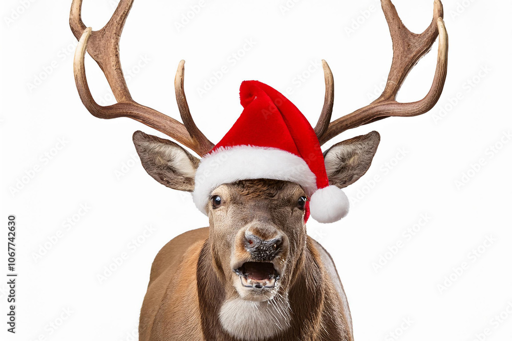 Animal con sombrero de navidad enojado y sorprendido aislado sobre fondo png transparente con una expresión divertida y emocionada. Animal con sombrero de navidad enojado y sorprendido aislado sobre fondo png transparente con una expresión divertida y emocionada.