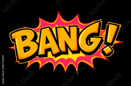 Bang! in colorful retro comic style, pop art style