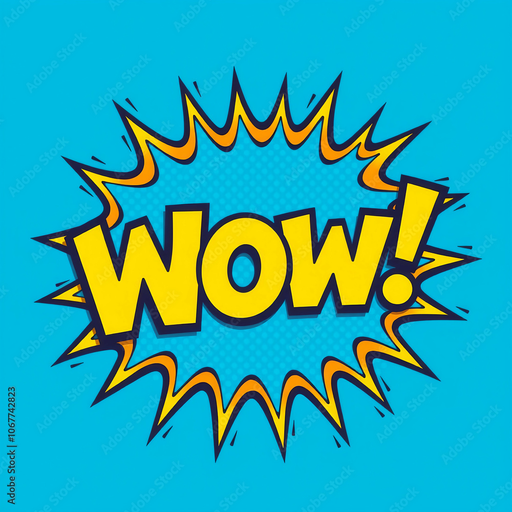Wow! in colorful retro comic style, pop art style Wow! in colorful retro comic style, pop art style
