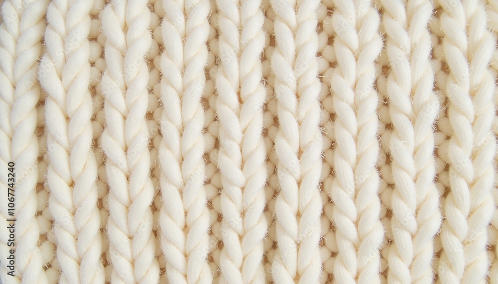 Close-Up of Soft Creamy Knitted Wool Texture with Braided Pattern Close-Up of Soft Creamy Knitted Wool Texture with Braided Pattern
