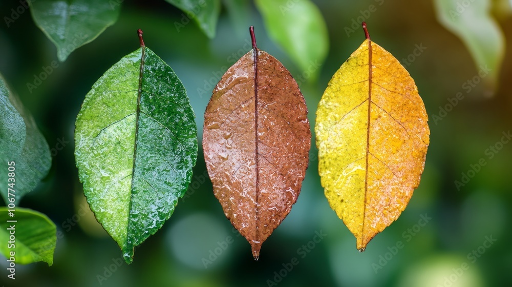 Obraz premium Impact of acid rain on leaf color modification AR 169
