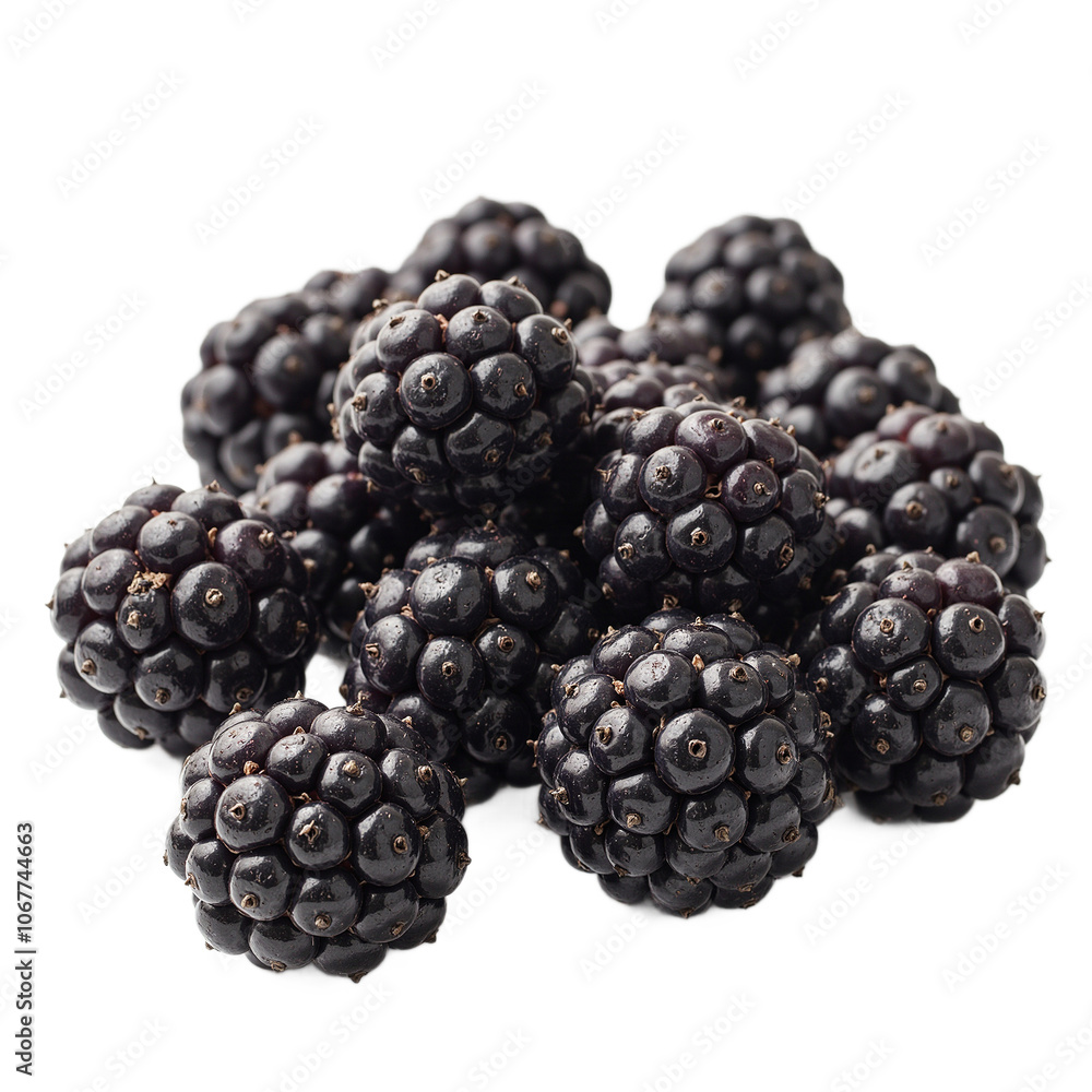 Succulent blackberries on white background vibrant and glossy Succulent blackberries on white background vibrant and glossy