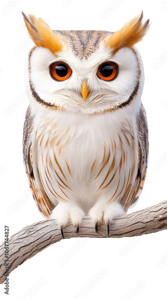 Fototapeta premium owl on a branch, isolated, transparent, png, background