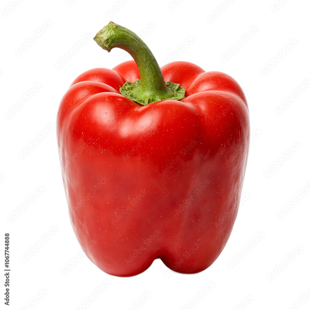 Vibrant red bell pepper on white background fresh and enticing Vibrant red bell pepper on white background fresh and enticing