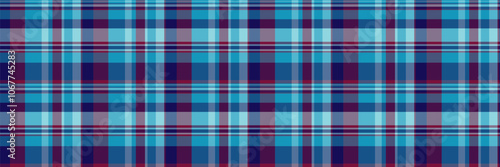 Identity texture pattern plaid, 1940s tartan check fabric. Us background textile vector seamless in cyan and blue colors.