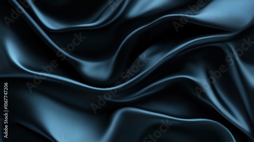 Abstract Blue Satin Fabric