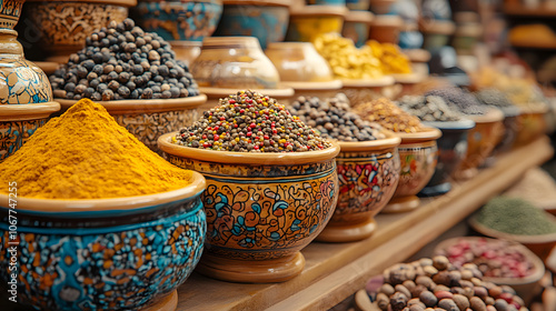 An Inviting Close-Up of Eclectic Traditional Cooking Utensils and Vibrant Spices Inspiring Culinary Creativity from Different Cultures